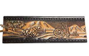Tooled Leather 4 Cannon Shooting Key Chain Collectible Key Ring